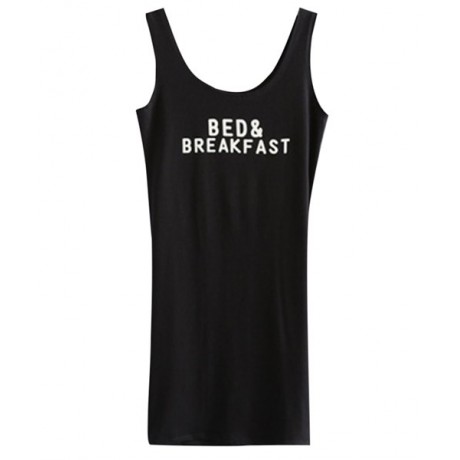 FASHIONABLE SCOOP COLLAR LETTER PRINT WOMEN'S TANK TOP