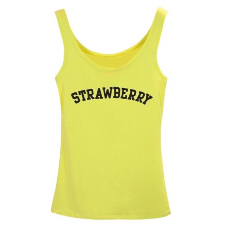STYLISH SCOOP COLLAR LETTER PRINT WOMEN'S TANK TOP