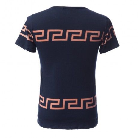REFRESHING ROUND NECK SIMPLE GEOMETRIC PRINT SOLID COLOR SLIMMING SHORT SLEEVES MEN'S T-SH