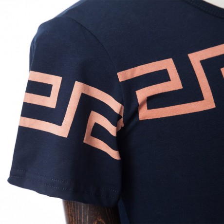 REFRESHING ROUND NECK SIMPLE GEOMETRIC PRINT SOLID COLOR SLIMMING SHORT SLEEVES MEN'S T-SH