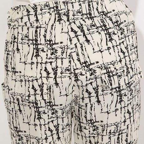 STYLISH WAIST DRAWSTRING PRINTED POCKET DESIGN WOMEN'S PANTS