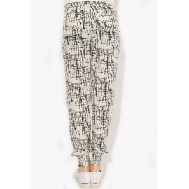 STYLISH WAIST DRAWSTRING PRINTED POCKET DESIGN WOMEN'S PANTS