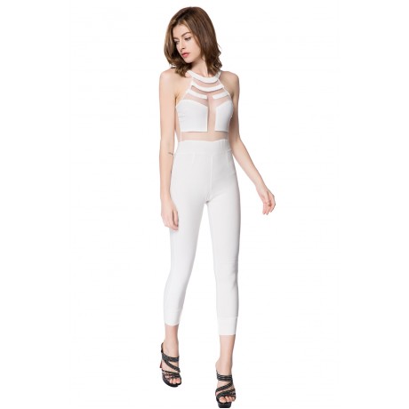 SLEEVELESS MESH BODYCON JUMPSUIT