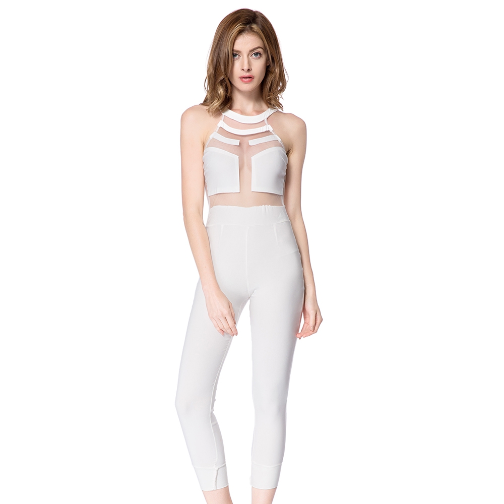 SLEEVELESS MESH BODYCON JUMPSUIT