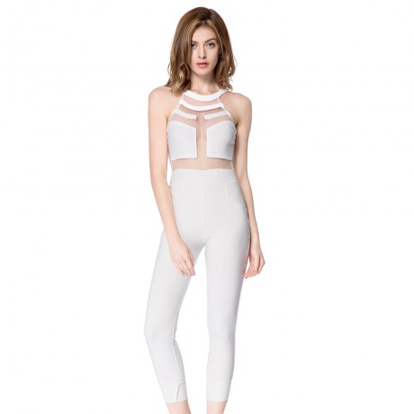 SLEEVELESS MESH BODYCON JUMPSUIT