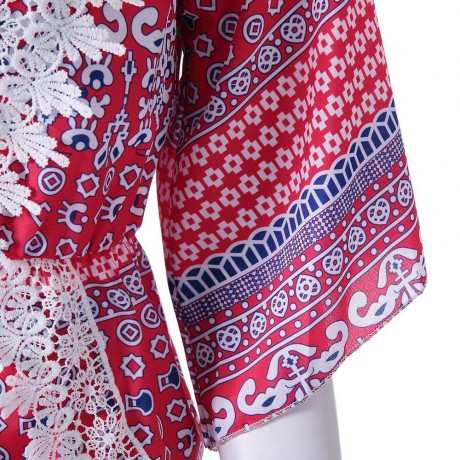 STYLISH PLUNGING NECK PRINTED LACE EMBELLISHED WOMEN'S ROMPER