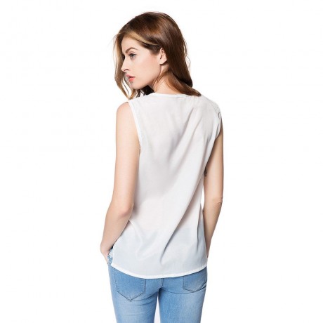 FASHIONABLE SCOOP COLLAR FIRE BALLOON PRINT CHIFFON WOMEN'S TANK TOP