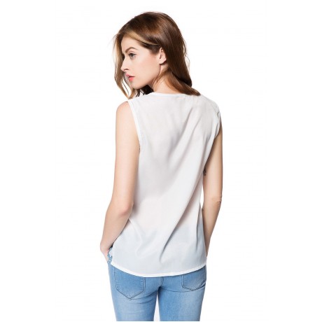 FASHIONABLE SCOOP COLLAR FIRE BALLOON PRINT CHIFFON WOMEN'S TANK TOP