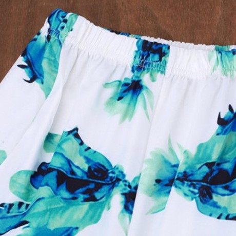 STYLISH JEWEL NECK PRINTED BACKLESS TOP AND HIGH SLIT SKIRT SUIT FOR WOMEN