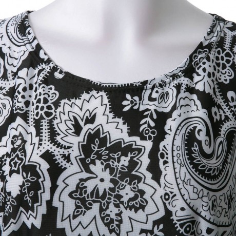 TRENDY SCOOP COOLAR SHORT SLEEVE PRINTED LOOSE-FITTING WOMEN'S BLOUSE