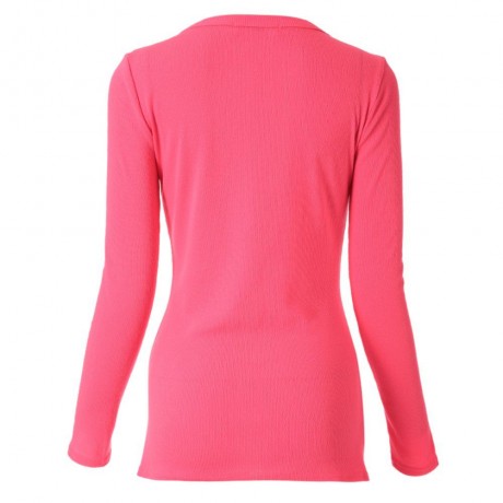 STYLISH V-NECK LONG SLEEVE BUTTON DESIGN SOLID COLOR WOMEN'S BLOUSE