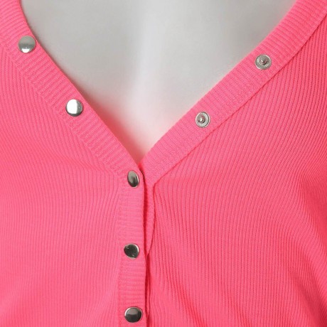 STYLISH V-NECK LONG SLEEVE BUTTON DESIGN SOLID COLOR WOMEN'S BLOUSE
