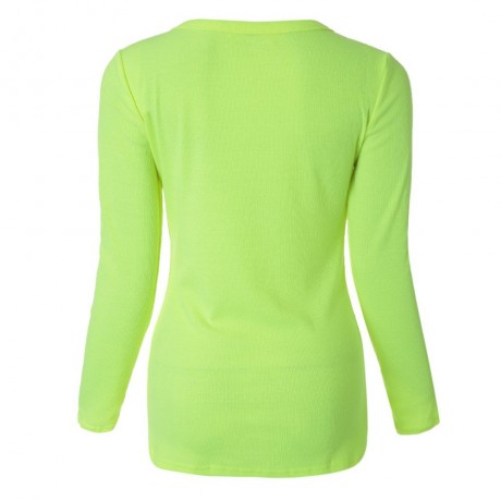 STYLISH V-NECK LONG SLEEVE BUTTON DESIGN SOLID COLOR WOMEN'S BLOUSE