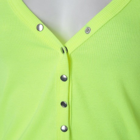 STYLISH V-NECK LONG SLEEVE BUTTON DESIGN SOLID COLOR WOMEN'S BLOUSE