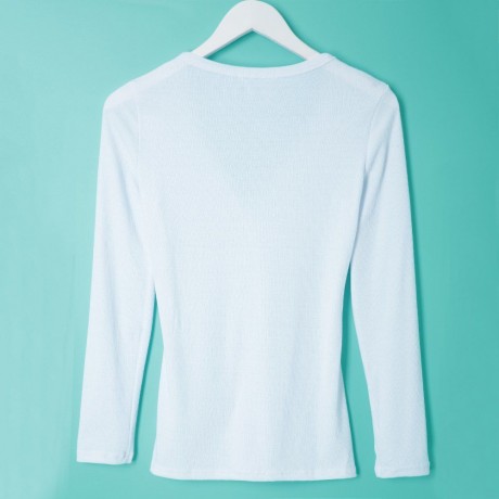 STYLISH V-NECK LONG SLEEVE BUTTON DESIGN SOLID COLOR WOMEN'S BLOUSE