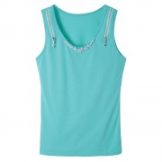 STYLISH SCOOP COLLAR RHINESTONE ZIPPERED WOMEN'S TANK TOP
