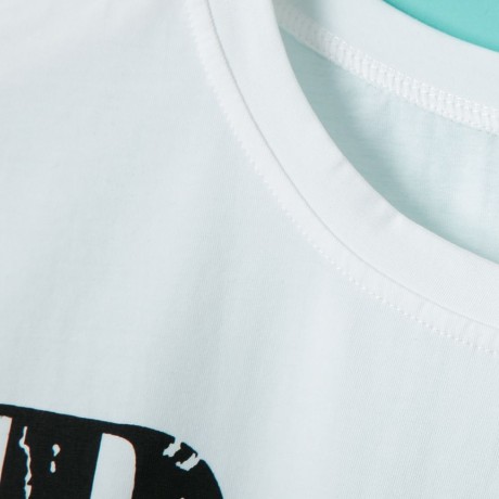 STYLISH ROUND COLLAR ROLL SLEEVE LETTER PRINT WOMEN'S T-SHIRT