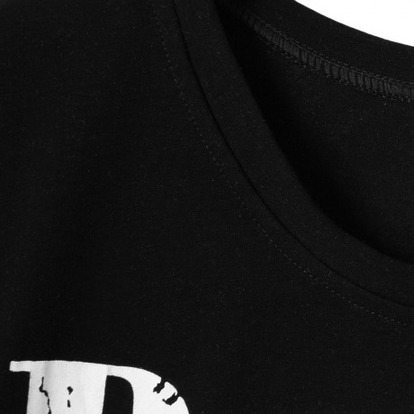 STYLISH ROUND COLLAR ROLL SLEEVE LETTER PRINT WOMEN'S T-SHIRT