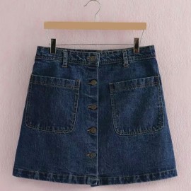 STYLISH MID WAIST BUTTON DESIGN A-LINE WOMEN'S SKIRT