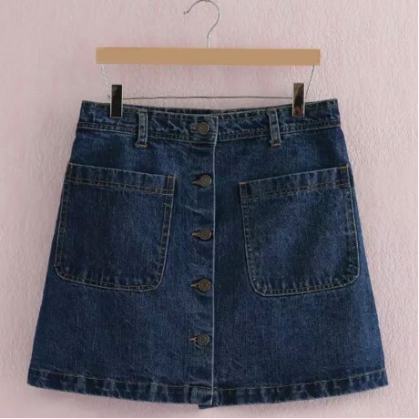 STYLISH MID WAIST BUTTON DESIGN A-LINE WOMEN'S SKIRT