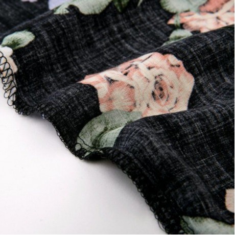 STYLISH COLLARLESS HALF SLEEVE FLORAL PRINT FRINGED WOMEN'S KIMONO BLOUSE