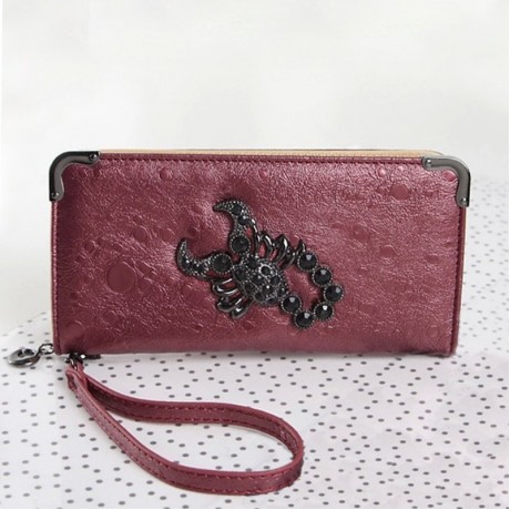 TRENDY SCORPION AND RHINESTONES DESIGN WOMEN'S WALLET