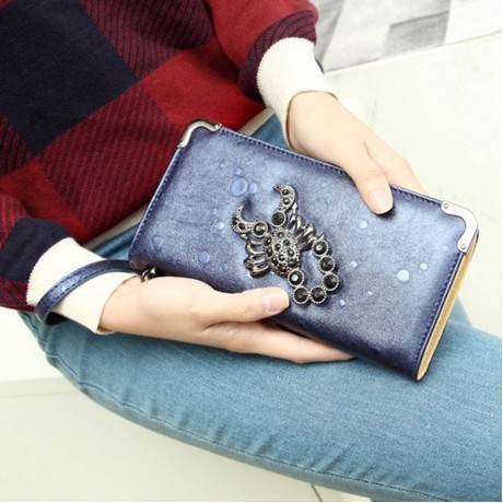 TRENDY SCORPION AND RHINESTONES DESIGN WOMEN'S WALLET