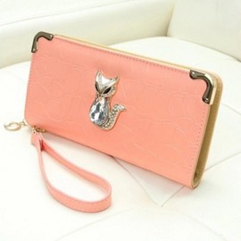 TRENDY FOX AND RHINESTONES DESIGN WOMEN'S WALLET