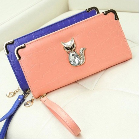 TRENDY FOX AND RHINESTONES DESIGN WOMEN'S WALLET