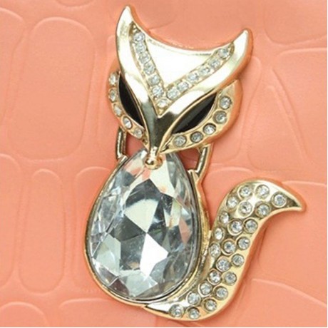 TRENDY FOX AND RHINESTONES DESIGN WOMEN'S WALLET