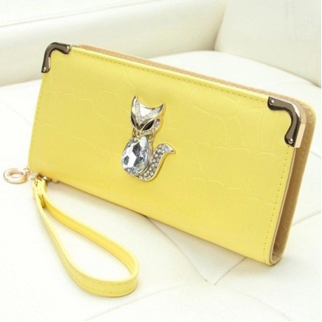 TRENDY FOX AND RHINESTONES DESIGN WOMEN'S WALLET