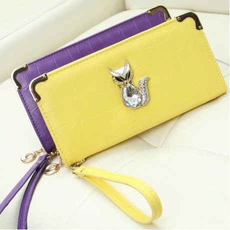 TRENDY FOX AND RHINESTONES DESIGN WOMEN'S WALLET