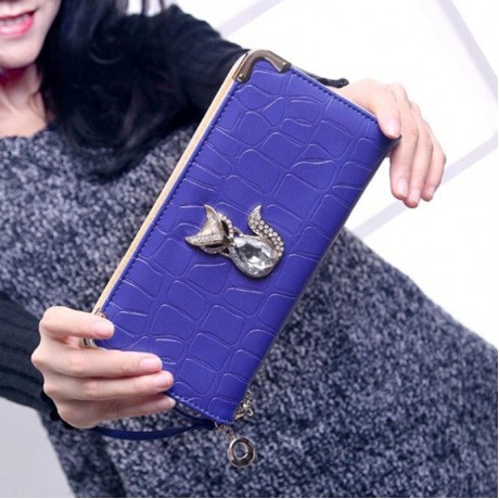 TRENDY FOX AND RHINESTONES DESIGN WOMEN'S WALLET