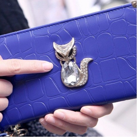 TRENDY FOX AND RHINESTONES DESIGN WOMEN'S WALLET