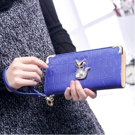 TRENDY FOX AND RHINESTONES DESIGN WOMEN'S WALLET