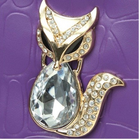 TRENDY FOX AND RHINESTONES DESIGN WOMEN'S WALLET