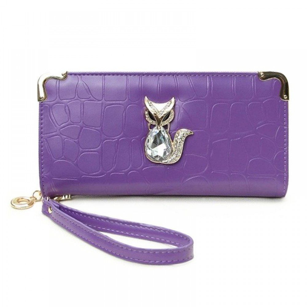 TRENDY FOX AND RHINESTONES DESIGN WOMEN'S WALLET