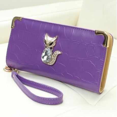 TRENDY FOX AND RHINESTONES DESIGN WOMEN'S WALLET