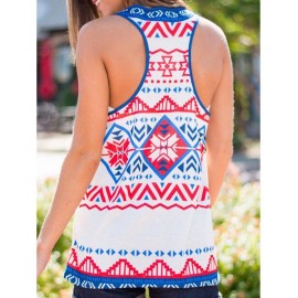 STYLISH SCOOP NECK ETHNIC PRINT TANK TOP FOR WOMEN