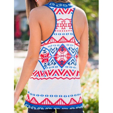 STYLISH SCOOP NECK ETHNIC PRINT TANK TOP FOR WOMEN