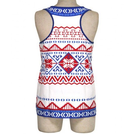 STYLISH SCOOP NECK ETHNIC PRINT TANK TOP FOR WOMEN