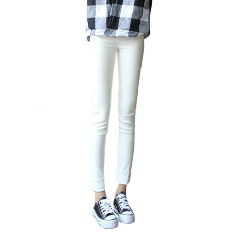 FRESH STYLE HIGH WAIST PURE COLOR SKINNY WOMEN'S PENCIL PANTS