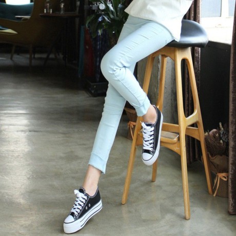 FRESH STYLE HIGH WAIST PURE COLOR SKINNY WOMEN'S PENCIL PANTS