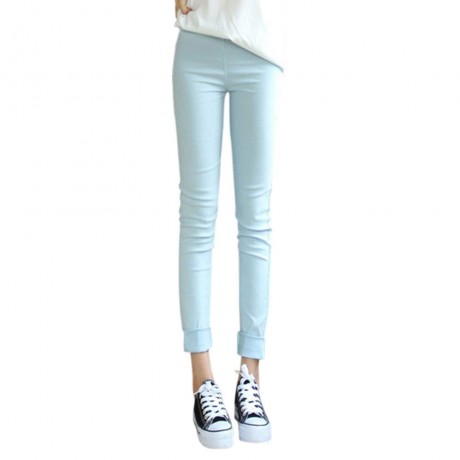FRESH STYLE HIGH WAIST PURE COLOR SKINNY WOMEN'S PENCIL PANTS