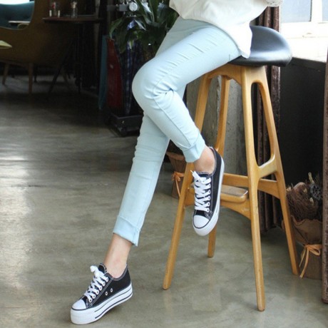 FRESH STYLE HIGH WAIST PURE COLOR SKINNY WOMEN'S PENCIL PANTS