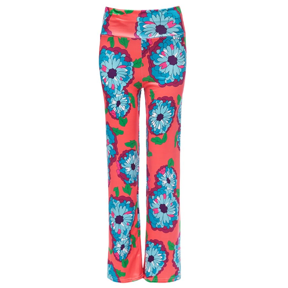 FASHIONABLE ELASTIC WAIST FLORAL PRINT LOOSE-FITTING WOMEN'S EXUMAS PANTS