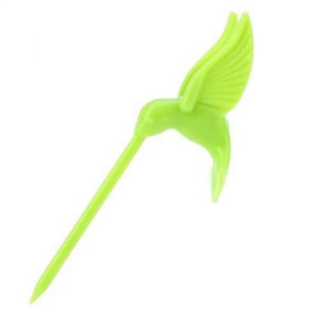 FASHION DESIGN CREATIVE BIRD 6PCS PLASTIC SAFETY FRUIT DESSERT SALAD FORKS (GREEN)