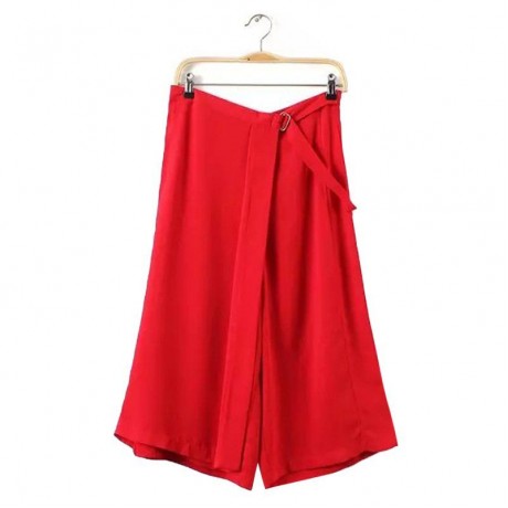 SIMPLE DESIGN HIGH WAIST ZIPPERED PURE COLOR WOMEN'S FLARE LEG CAPRI PANTS
