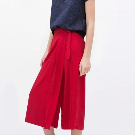 SIMPLE DESIGN HIGH WAIST ZIPPERED PURE COLOR WOMEN'S FLARE LEG CAPRI PANTS