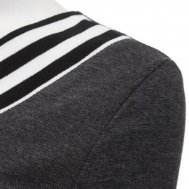 STYLISH V-NECK LONG SLEEVE STRIPED WOMEN'S CROP TOP